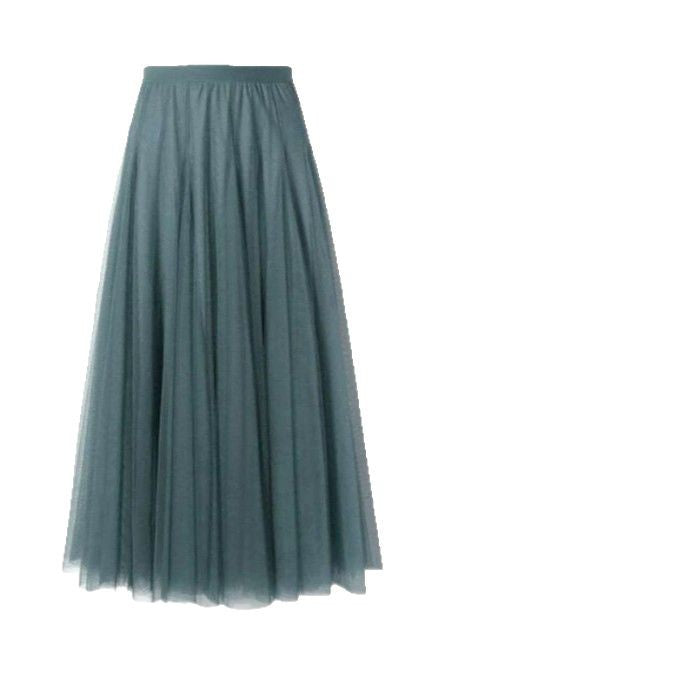 Carefully Selected Pleated Skirt with Mesh Overlay 69B976