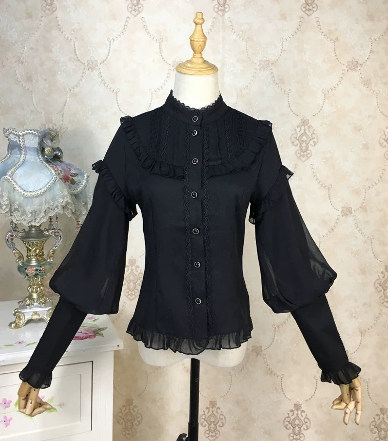 Stand Collar Lolita Dress Shirt  US-64D185