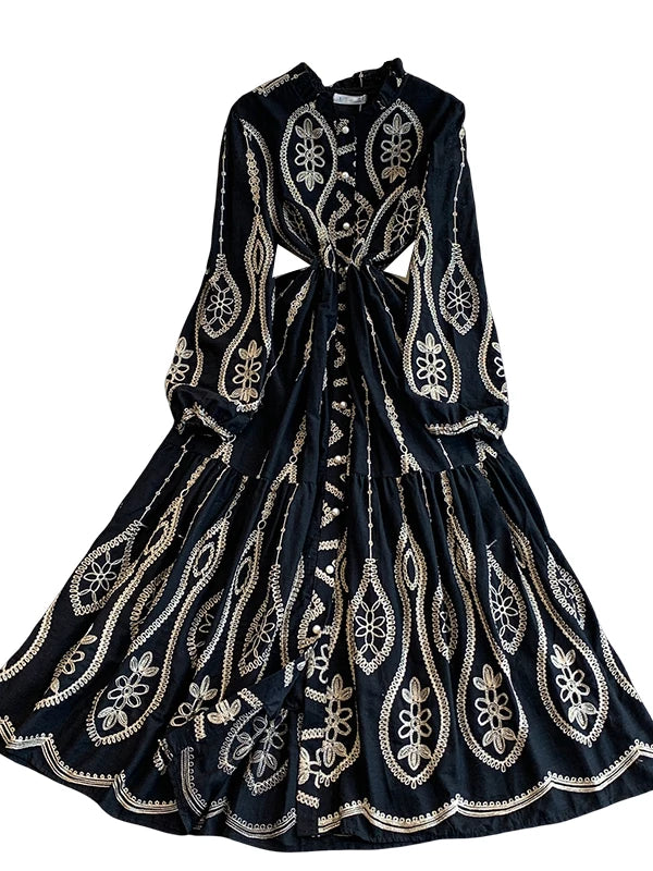 Embroidered Ruffle Collar Dress SA744