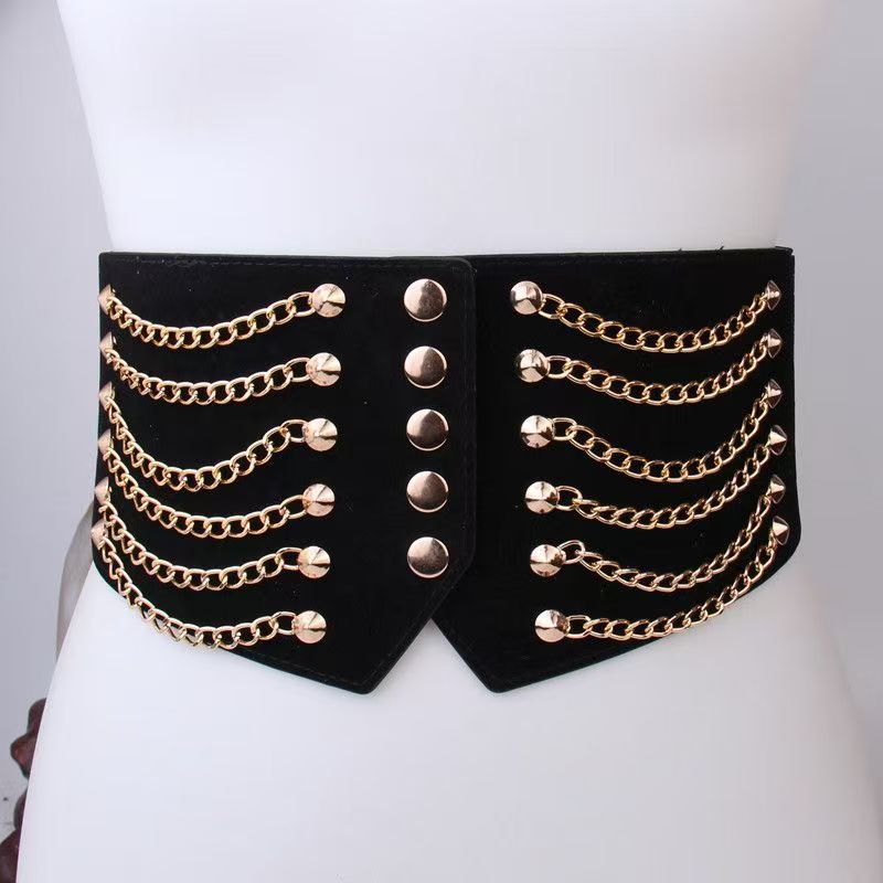 Waist Belt with Rivets and Elastic 64H074