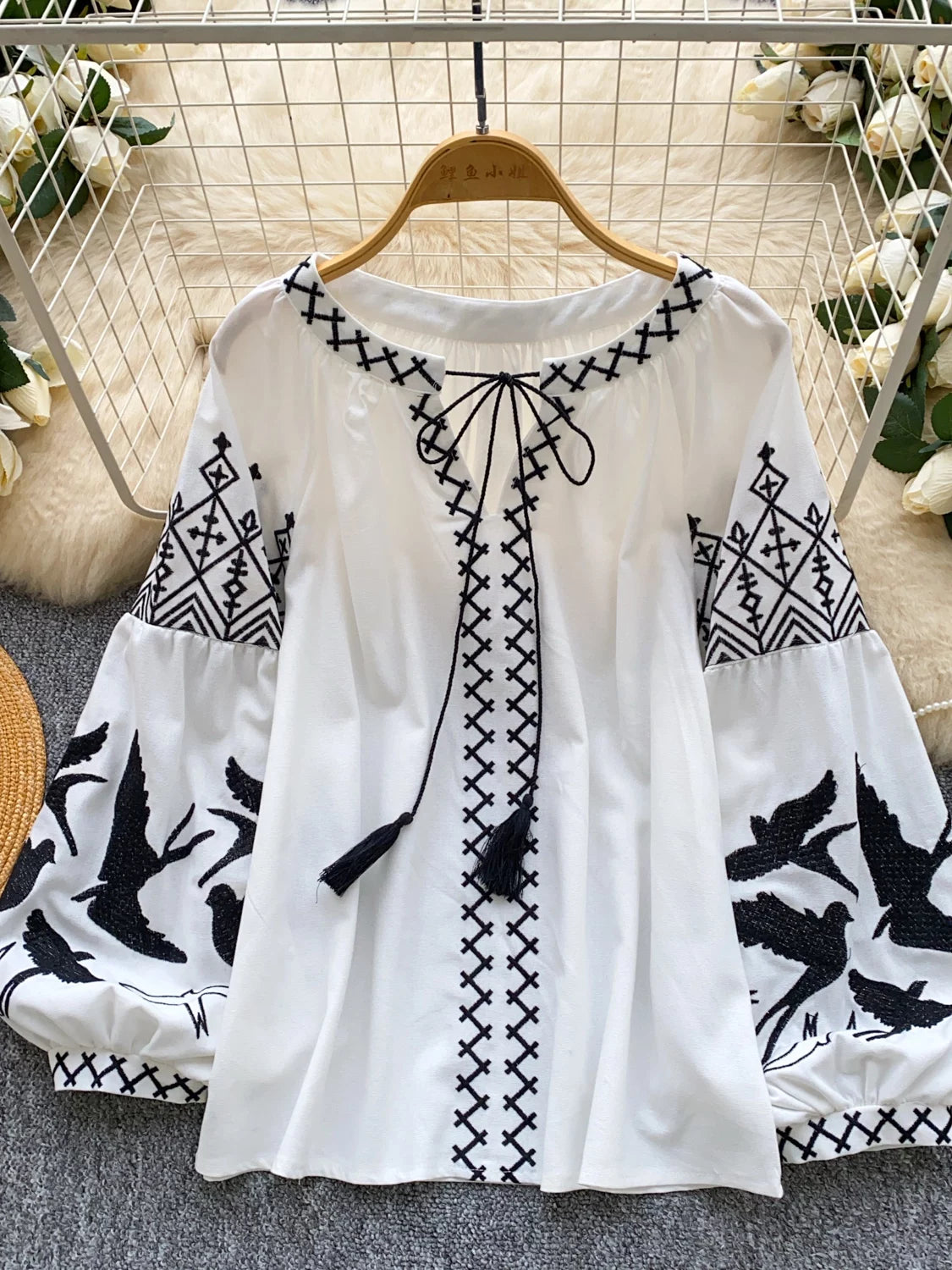 Bohemian Heavy-duty V-neck Embroidered Shirt  SA809