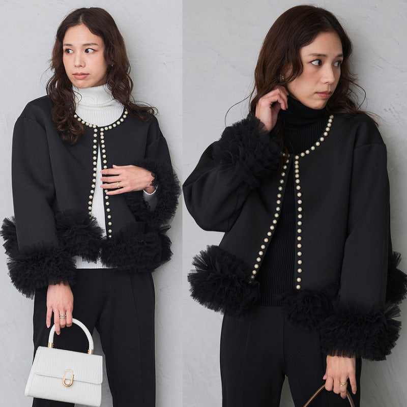 Mesh Lace Splicing Cardigan Sweater SA608