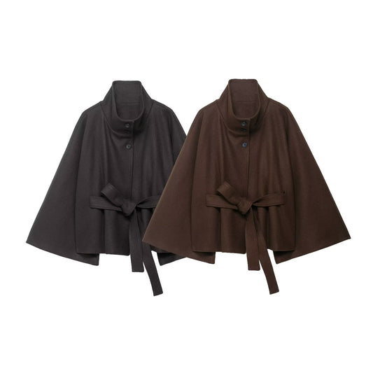 Loose version short woolen trench coat SA562