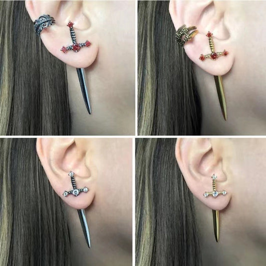 Gothic Sword Lady Stud Earrings Woman 69B902
