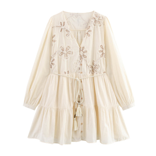 Flower Embroidered Mini Dress SA325