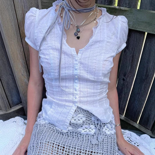 Lace Single-breasted Shirt SA361