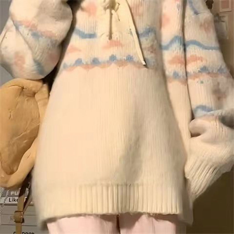 Contrasting Color Knitted Sweater Women SA474