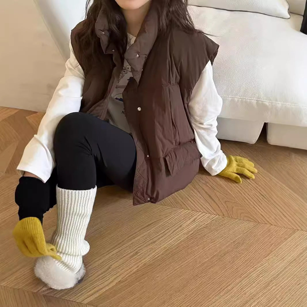 Short Stand-up Collar Vest Thickened Jacket SA487