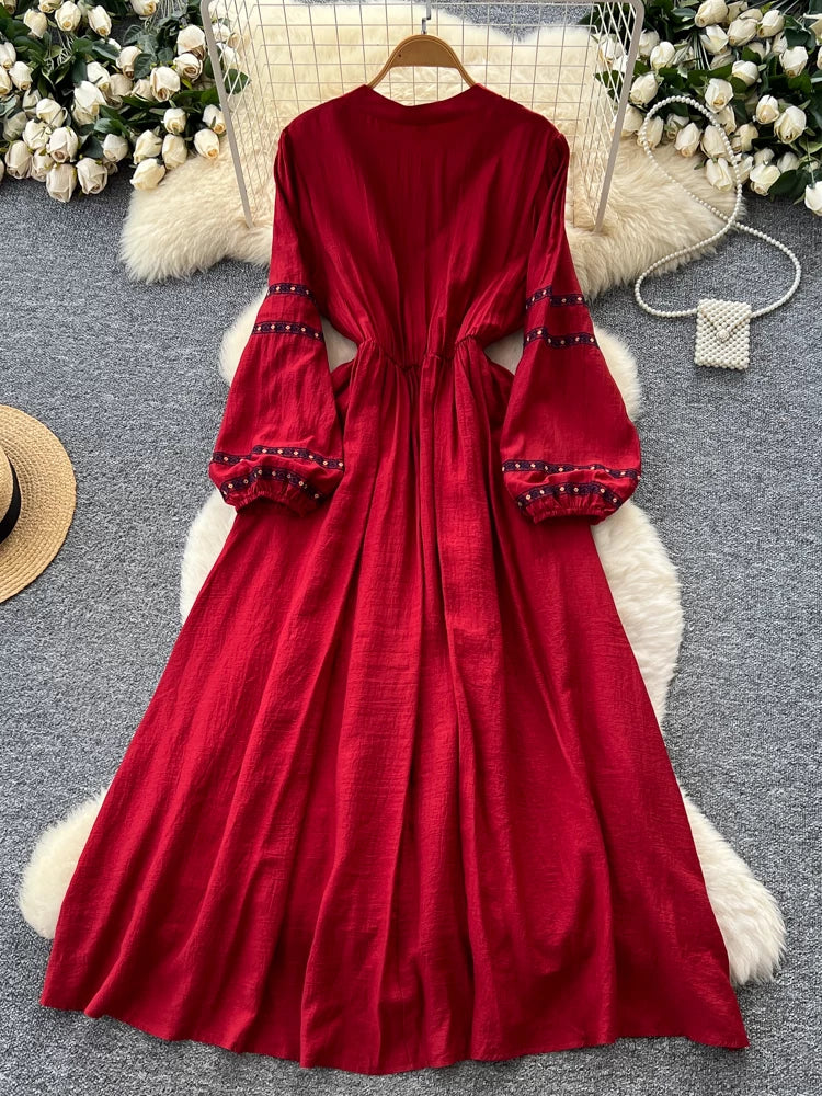 Women's Round Neck Lantern Sleeve Dress SA764