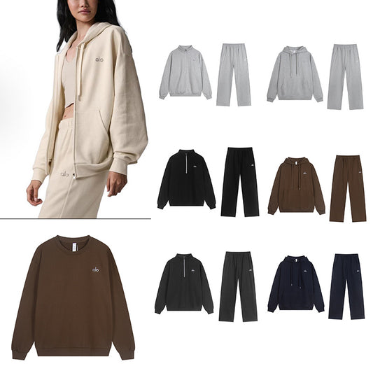 Hooded Sweater Loose Casual Zipper Set SA505