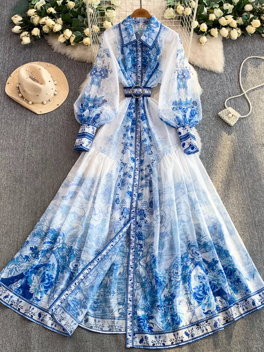 Women's Collared Lantern Sleeve Dress SA759