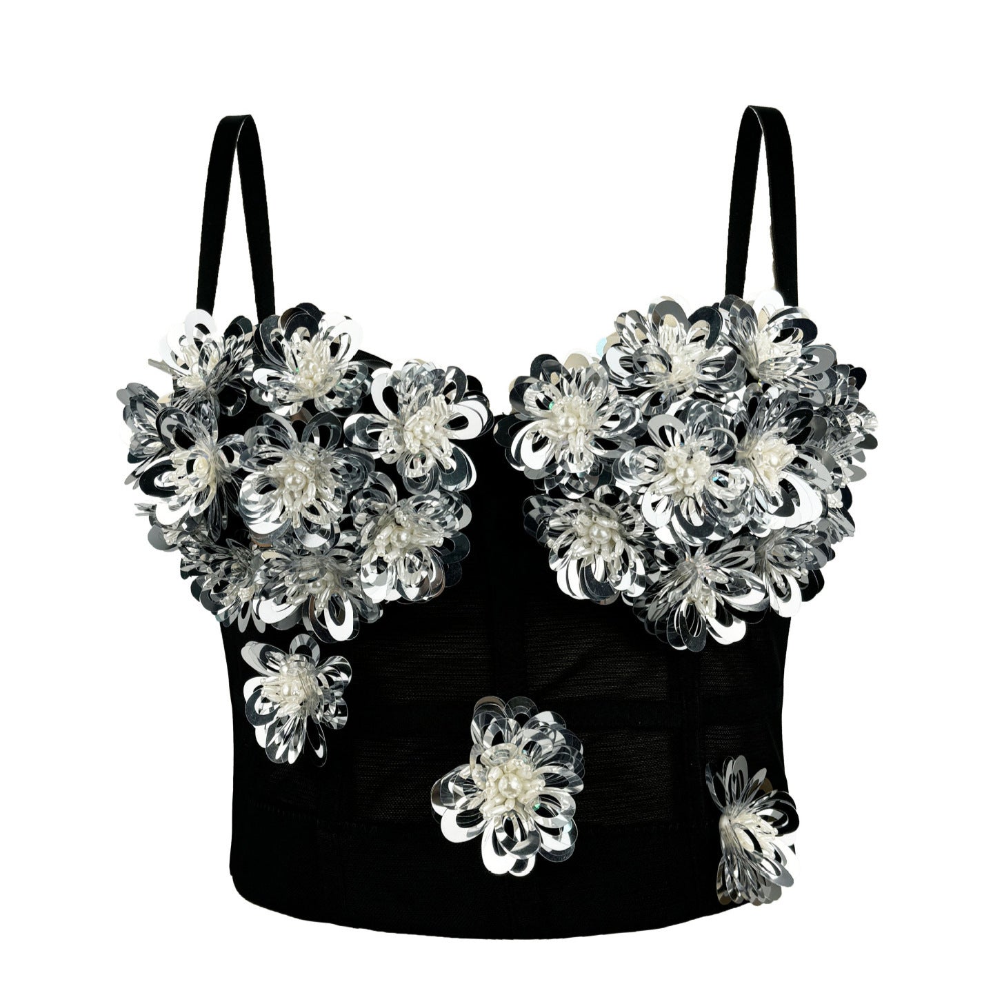 Black and White Sequined Fishbone Sling 69B882