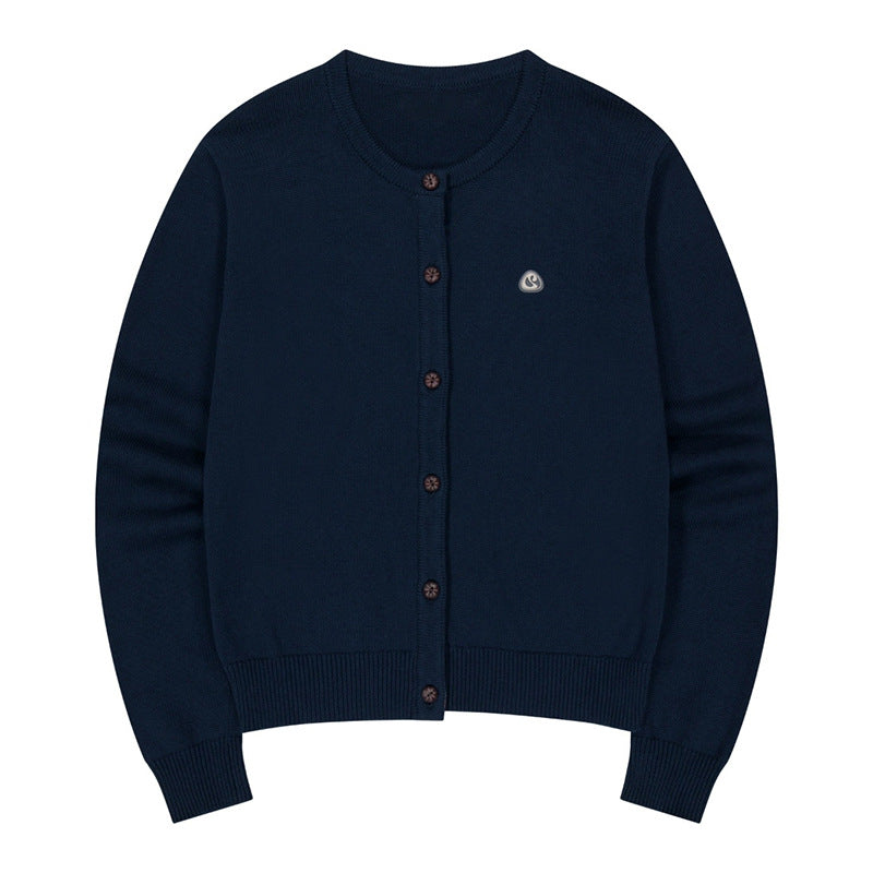 Flower Solid Color Loose Knitted Cardigan Women 73C094