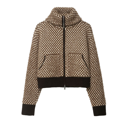 Knitted Stitching Knitted Bomber Jacket SA561