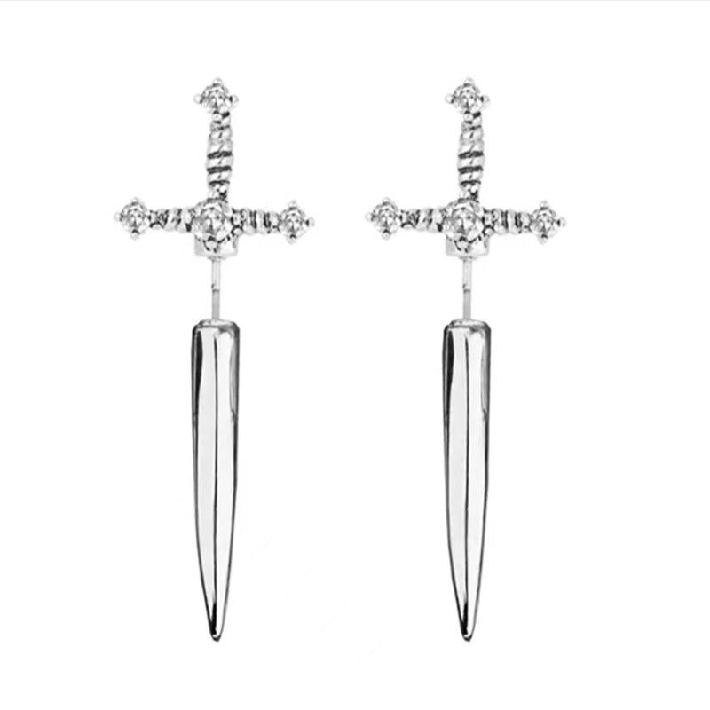 Gothic Sword Lady Stud Earrings Woman 69B902