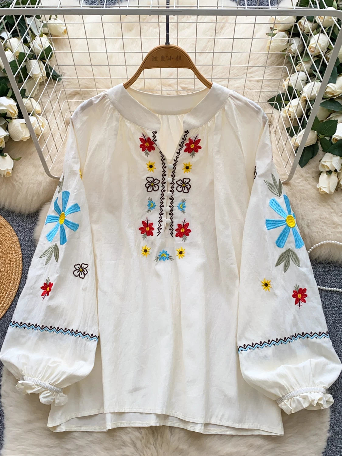 Round Neck Lantern Sleeve Shirt  SA797/SA798