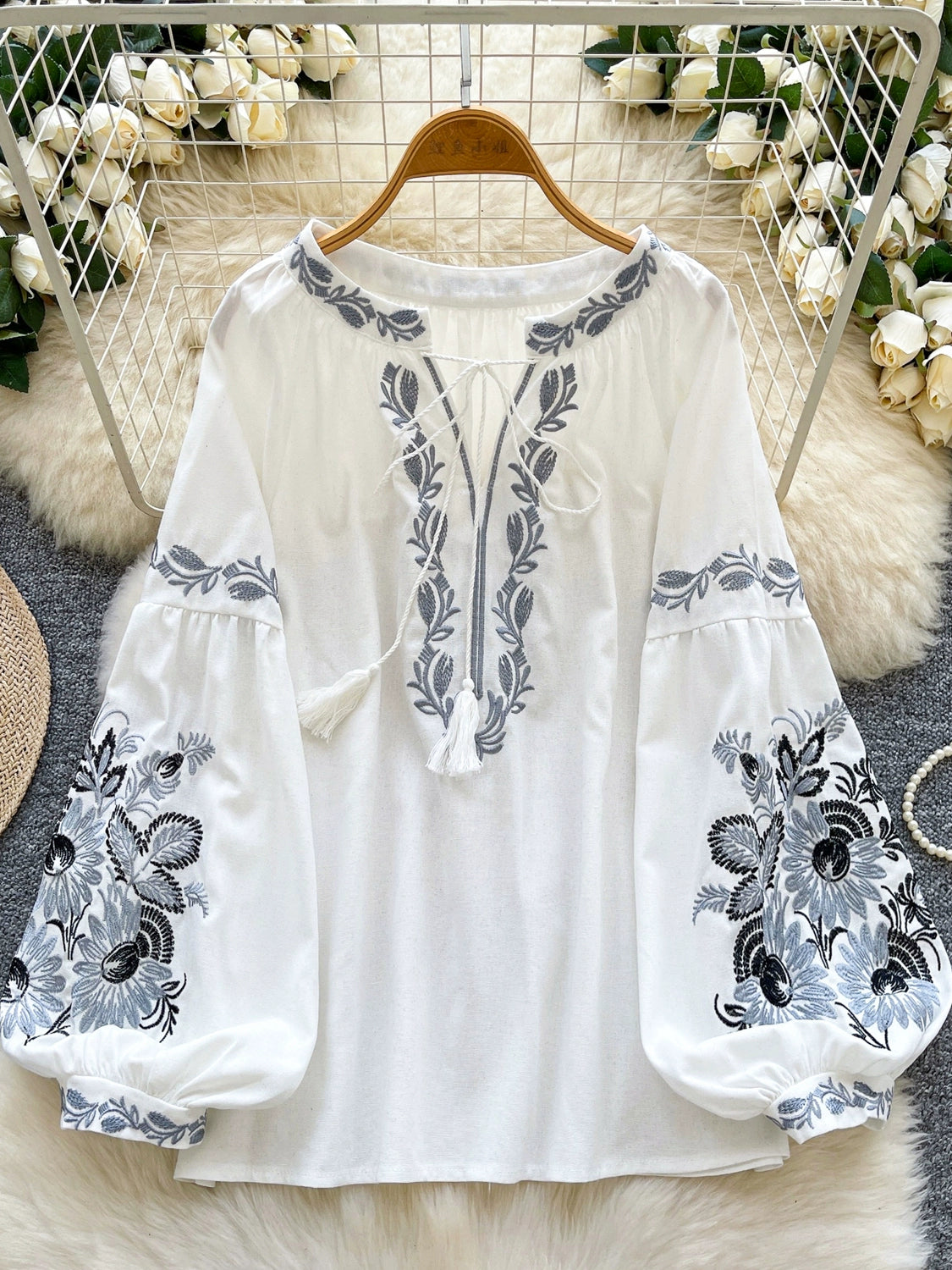 Embroidered Ethnic Style Shirt SA454