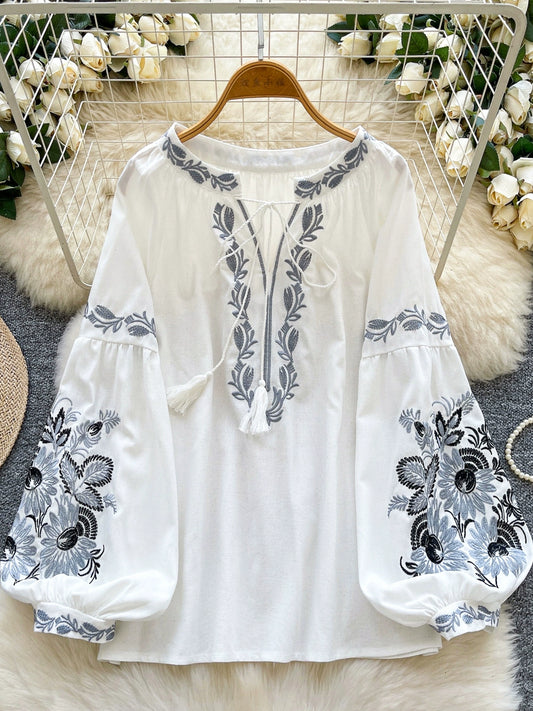 Embroidered Ethnic Style Shirt SA454