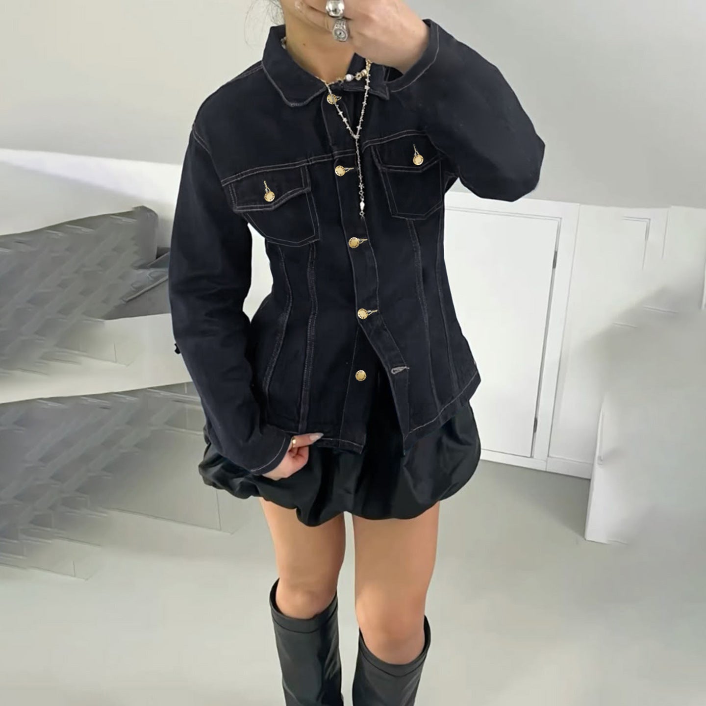 Vintage Washed Denim Shirt Jacket SA428