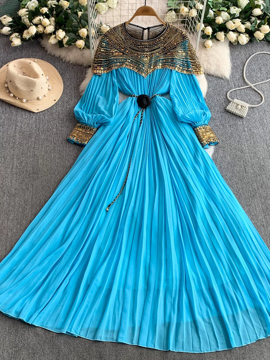 Sequin Lantern Sleeve Dress  64D118