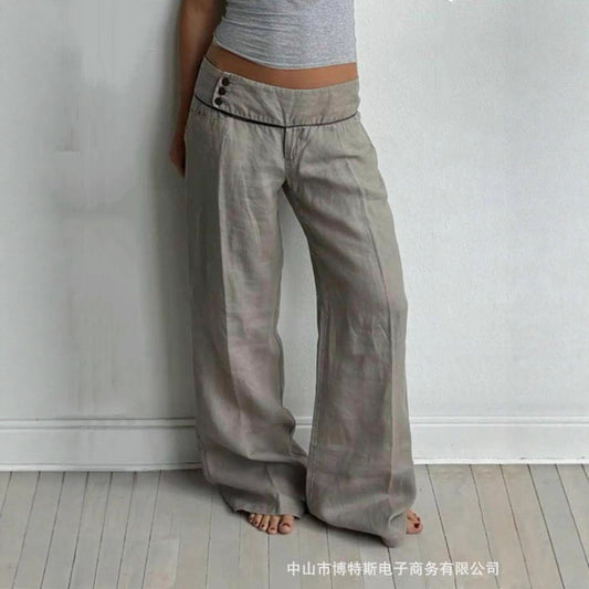 Loose Drape Casual Comfortable Straight Pants Trousers SA575