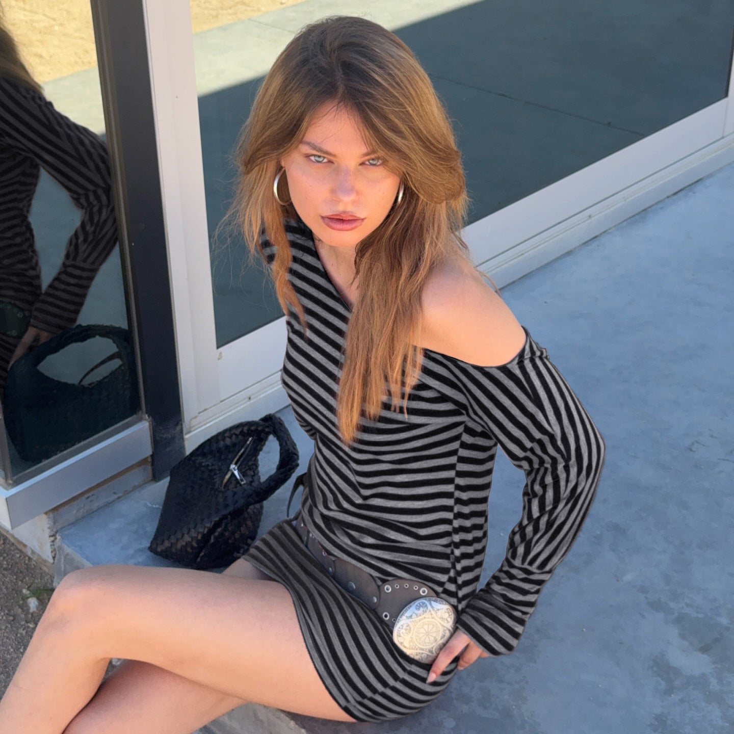 Striped Long-sleeved Dress SA640/SA978/SA979/SA980
