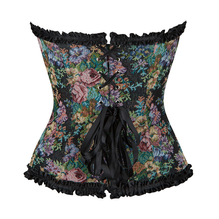 Black Flower Lace Lady's Court Shapewear 69A648