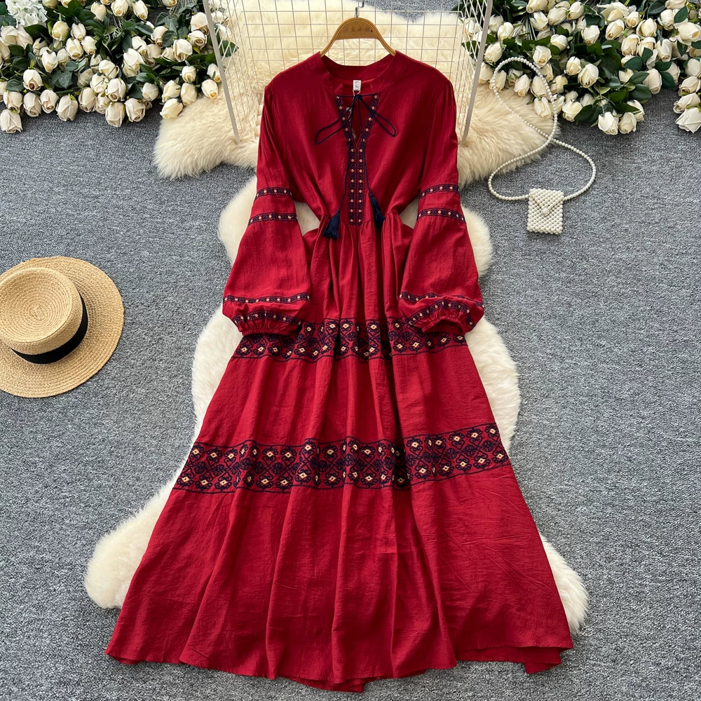Women's Round Neck Lantern Sleeve Dress SA764