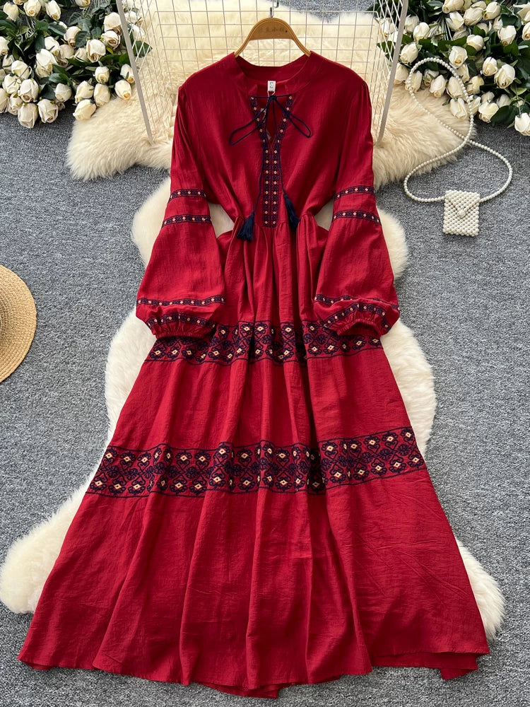 Women's Round Neck Lantern Sleeve Dress SA764