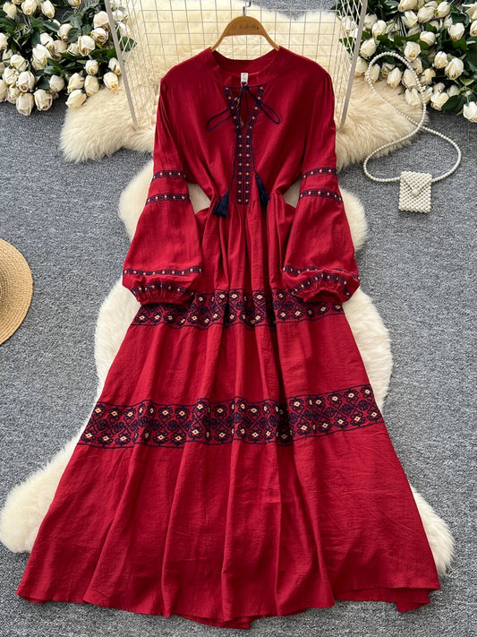 Women's Round Neck Lantern Sleeve Dress SA764