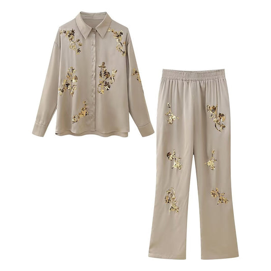 Sequin Embroidery Suit Female SA347