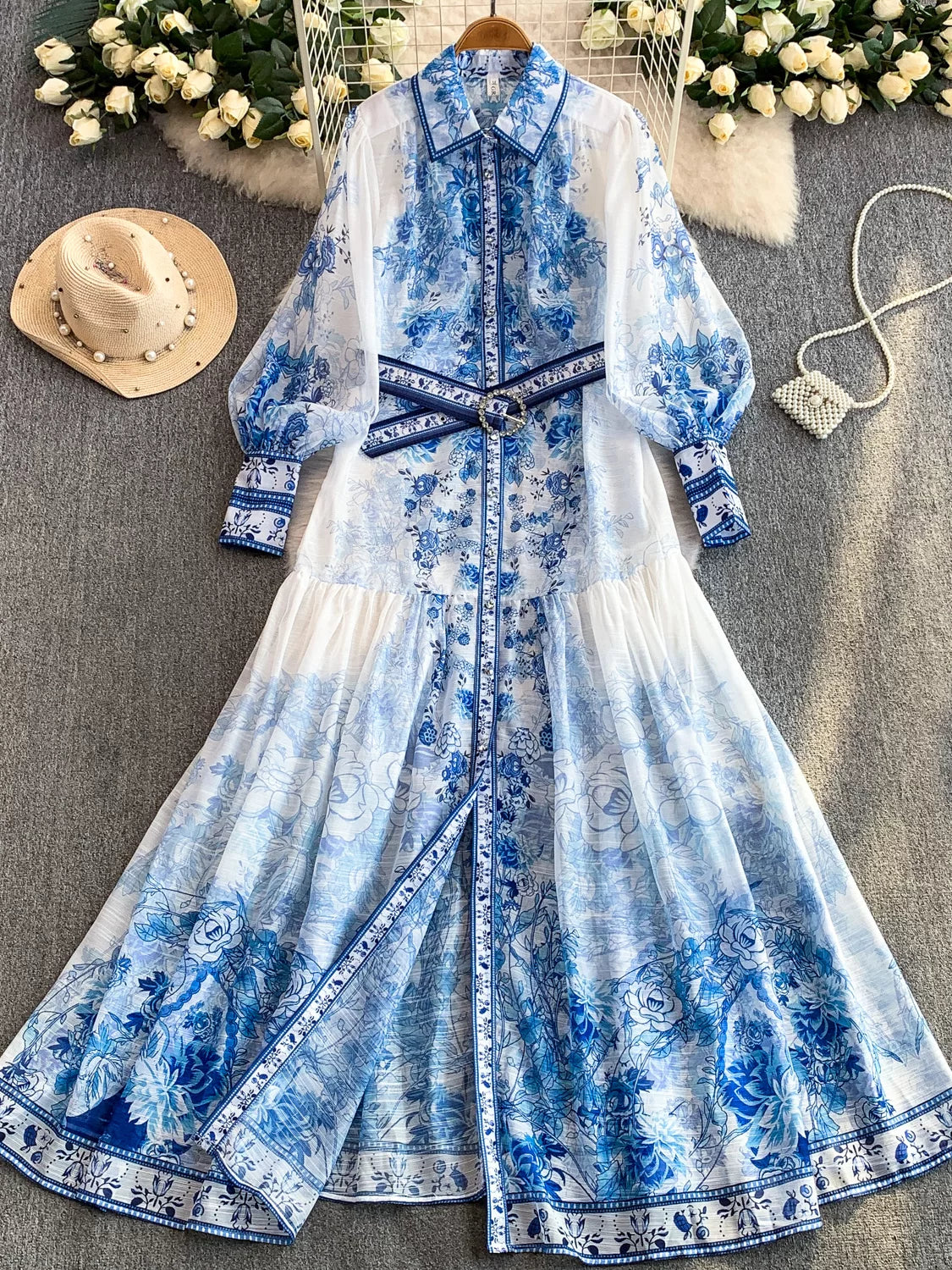 Women's Collared Lantern Sleeve Dress SA759
