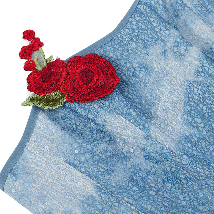 Blue Denim Rose Women's Tube Top 69A641