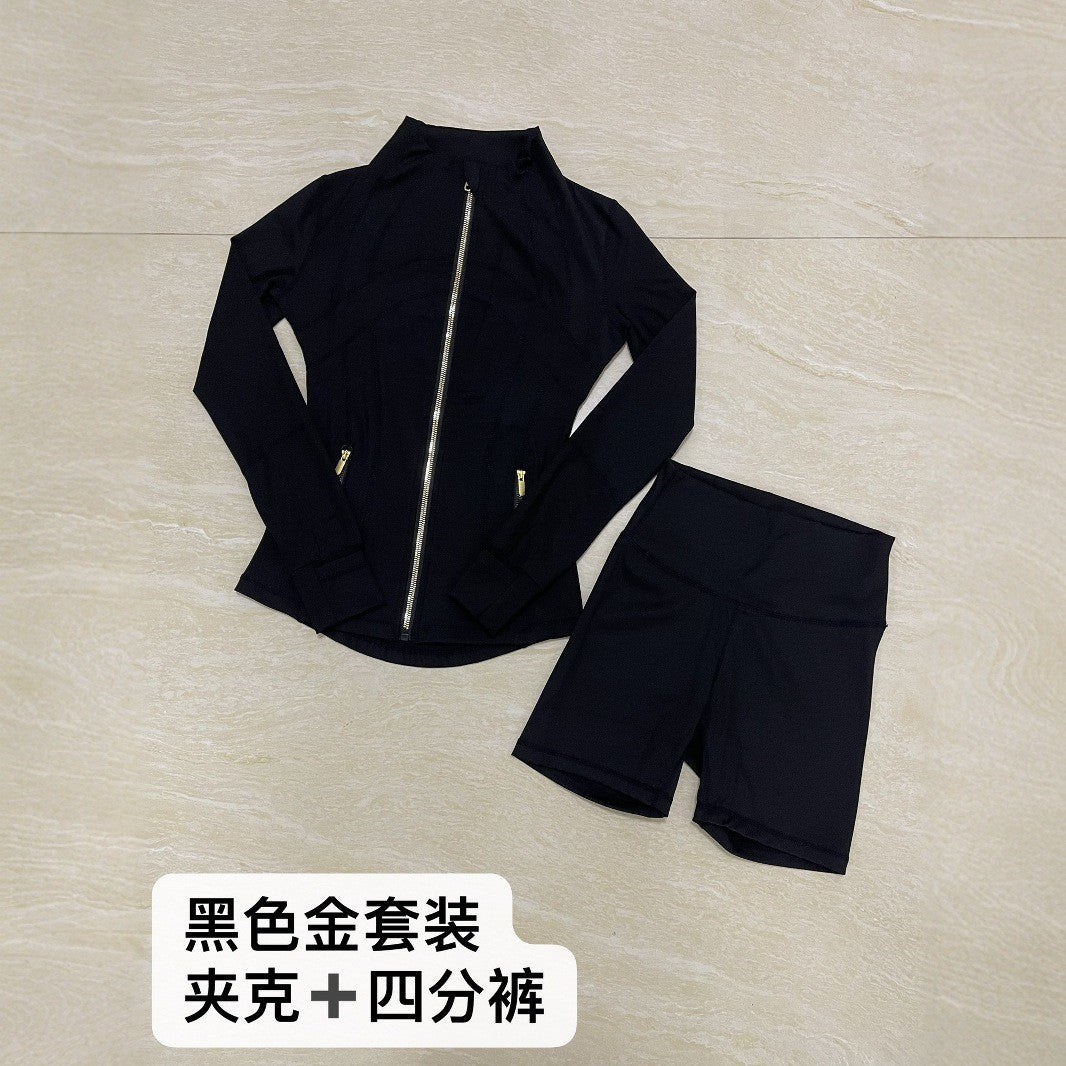 Quarter Pants + Stand-up Collar Jacket Set SA517