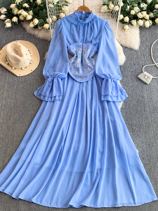 Sweet Ruffle Collar Long Sleeve Dress SAB057