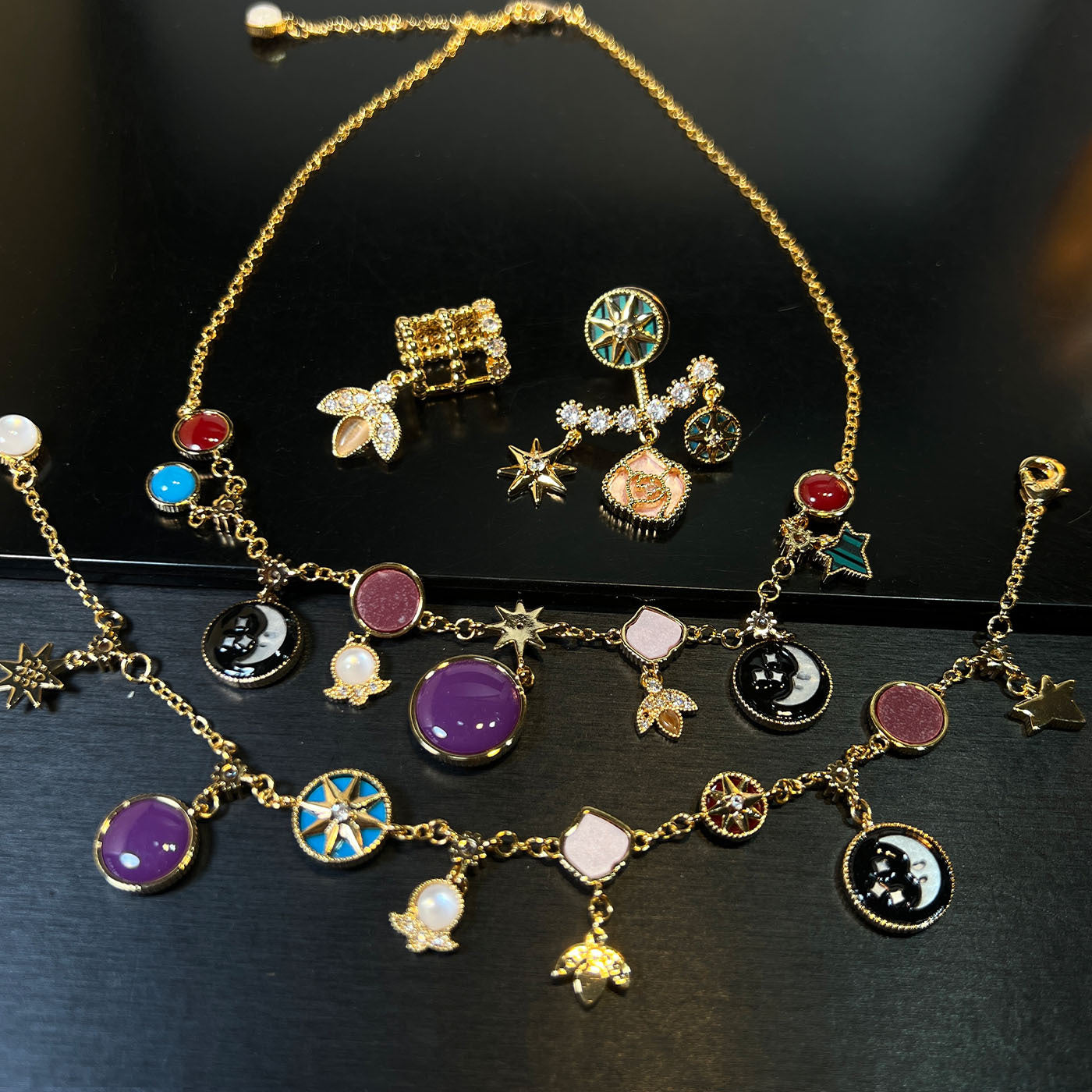 Eight-pointed Star Earrings Necklace SAB010
