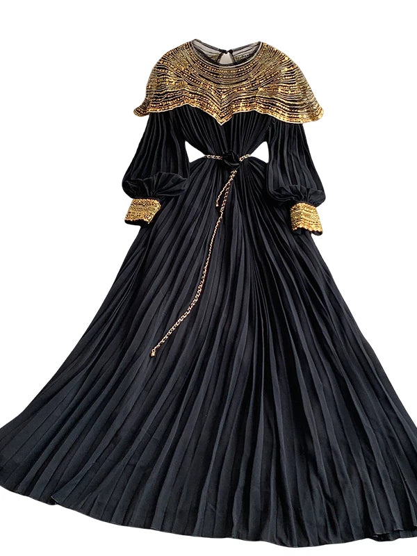 Sequin Lantern Sleeve Dress  64D118