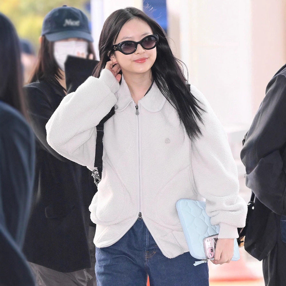 Doll Collar Lamb Wool Lapel Jacket Women 73C097