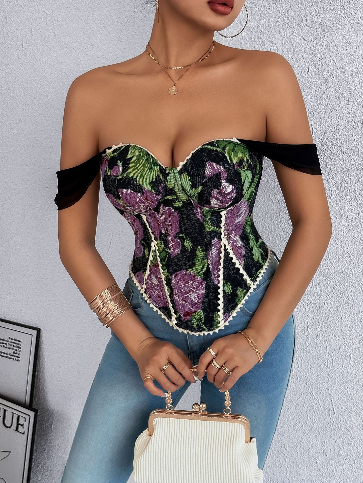 Court Style Chest Wrap Fish Bone Corset Vest 69B830