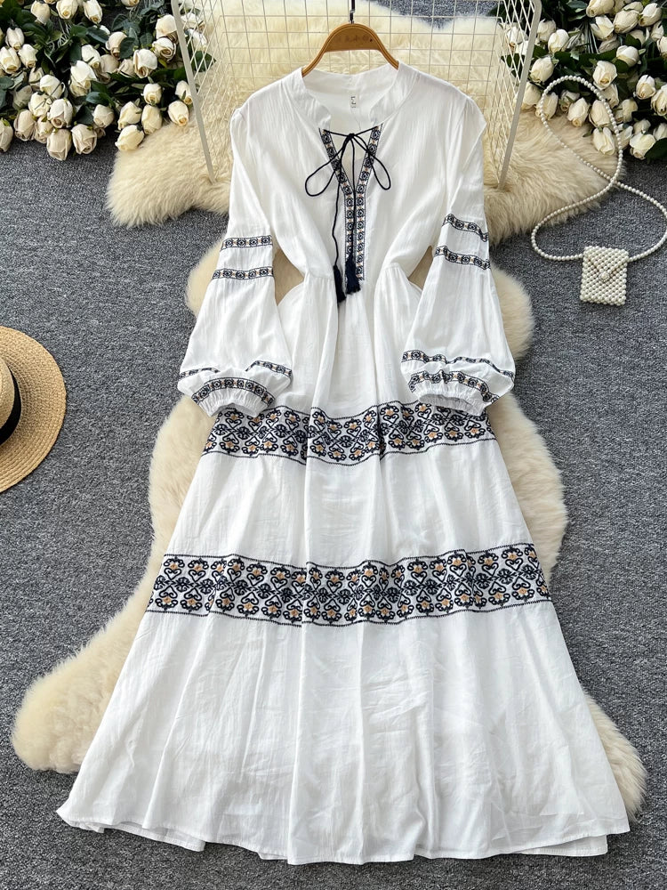 Women's Round Neck Lantern Sleeve Dress SA764