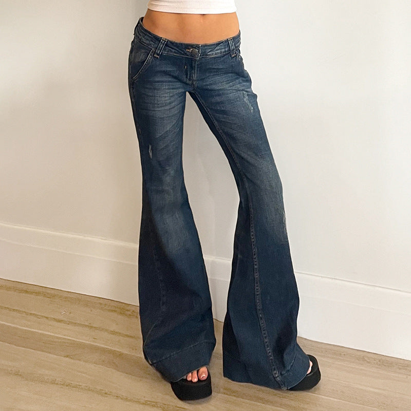 Skinny Washed Denim Micro-pull Pants SA387