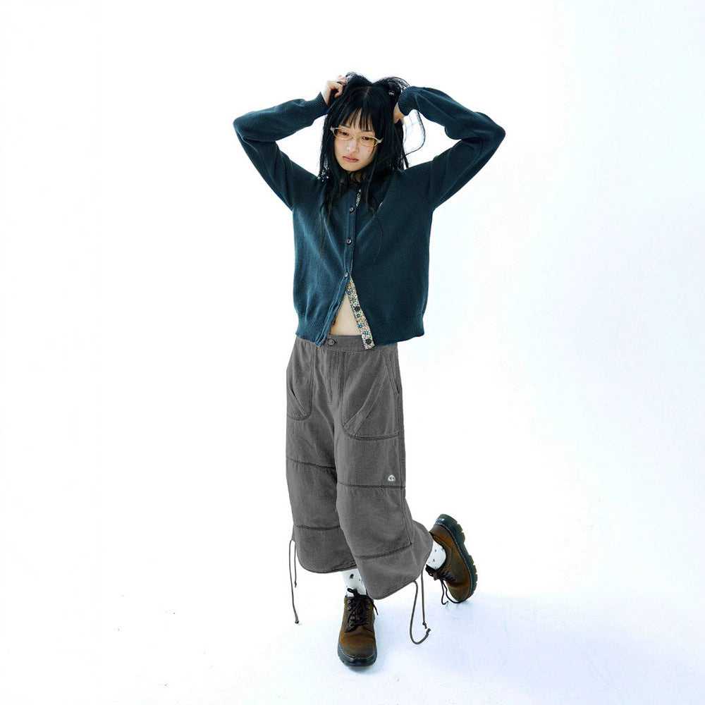 Flower Solid Color Loose Knitted Cardigan Women 73C094