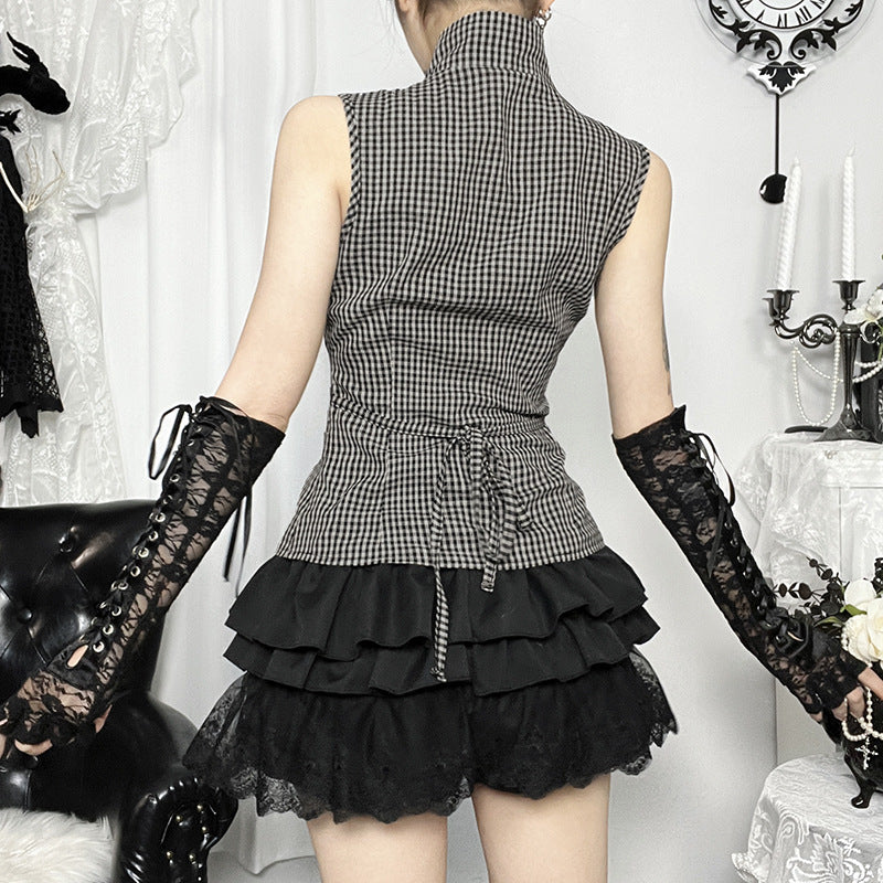 Women's Halter Plaid Vest SAB002