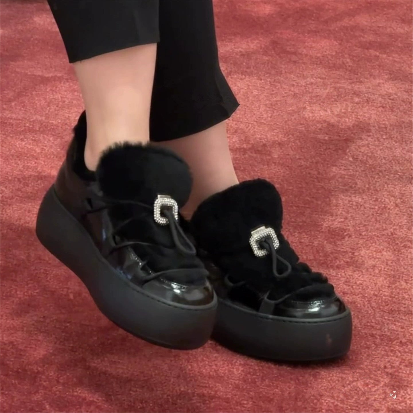 Wool Loafers Puff Shoes 74A136