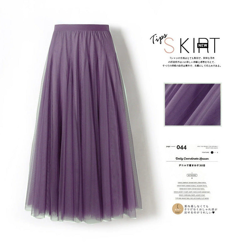 Carefully Selected Pleated Skirt with Mesh Overlay 69B976