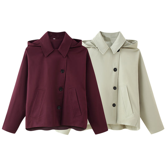 Long Sleeve Short Hooded Windbreaker SA416