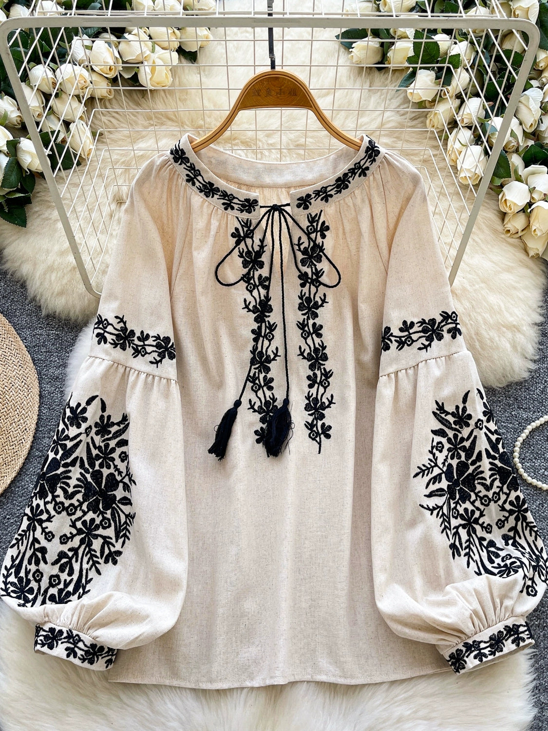 Roller Neck Lantern Sleeve Top SA453