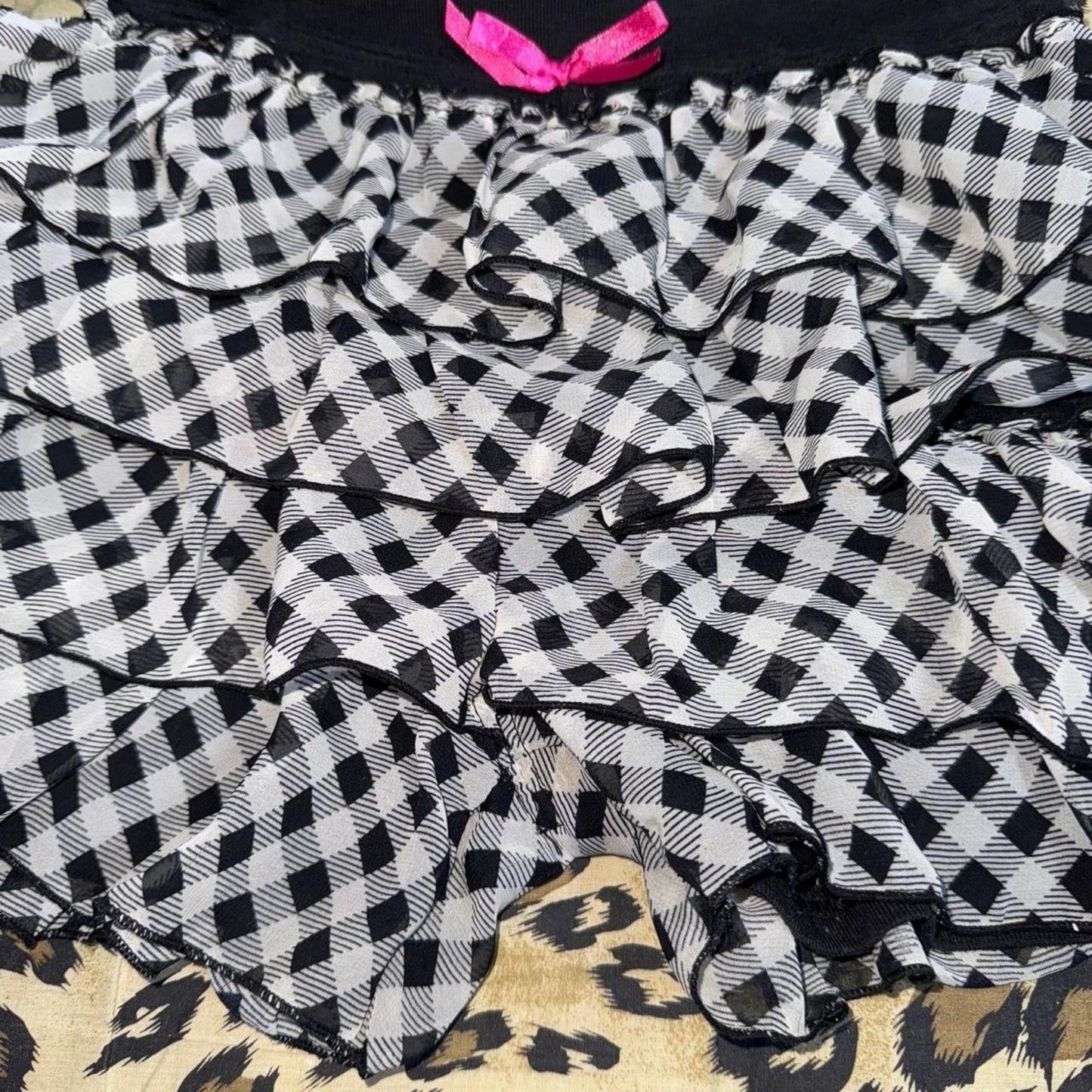 Black and White Plaid Short-sleeved T-shirt SA680