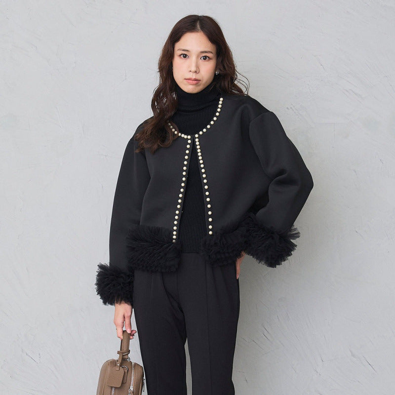 Mesh Lace Splicing Cardigan Sweater SA608
