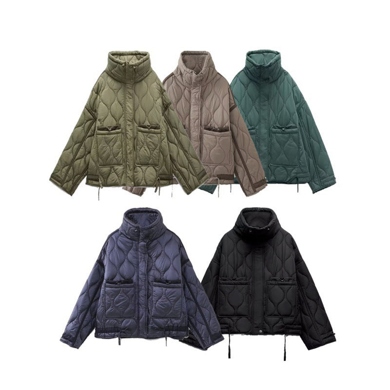 Stand-up Collar Pocket Jacket Cotton-padded Jacket SA544